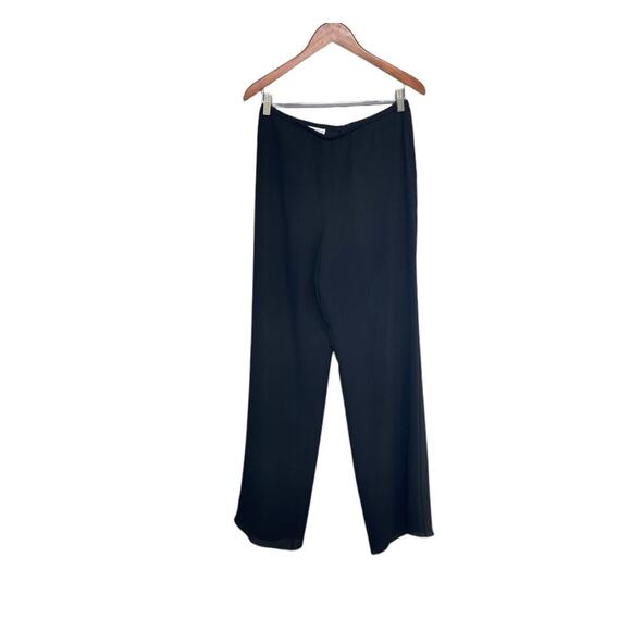 Kay Unger Size 10 Women’s 100% Silk High Rise Wide Leg Pant In Black Fully Lined - Picture 1 of 6